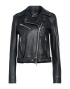 Street Leathers Woman Jacket Midnight Blue Size Xl Leather In Black