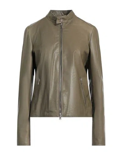 Street Leathers Woman Jacket Military Green Size L Leather In Green
