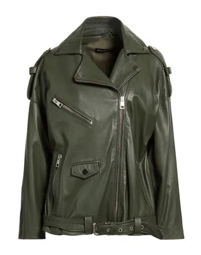 Street Leathers Woman Jacket Military Green Size L Leather