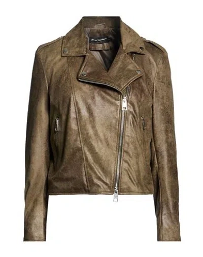 Street Leathers Woman Jacket Military Green Size S Viscose, Polyurethane In Brown