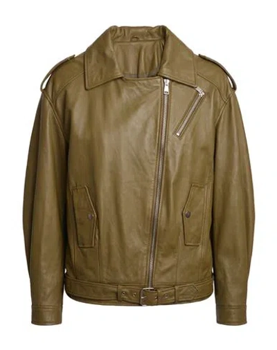 Street Leathers Woman Jacket Military Green Size Xs Leather