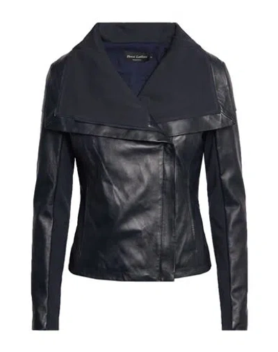 Street Leathers Woman Jacket Navy Size Xs Leather, Viscose, Nylon, Elastane