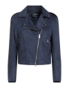Street Leathers Woman Jacket Navy Size Xs Polyurethane, Viscose In Blue