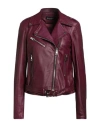 Street Leathers Woman Jacket Plum Size M Leather In Burgundy