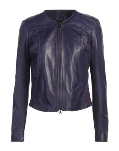Street Leathers Woman Jacket Purple Size Xl Leather In Purple