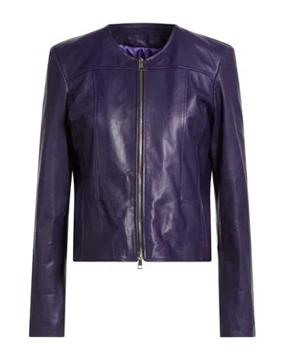 Street Leathers Woman Jacket Purple Size Xl Leather