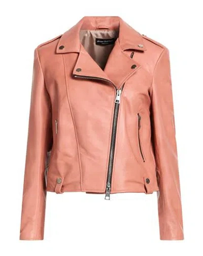 Street Leathers Woman Jacket Salmon Pink Size Xl Leather In Multi