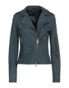 Street Leathers Woman Jacket Slate Blue Size M Leather