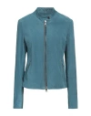 Street Leathers Woman Jacket Slate Blue Size S Leather