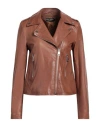 Street Leathers Woman Jacket Tan Size L Leather In Brown