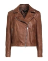 Street Leathers Woman Jacket Tan Size Xl Polyester, Polyurethane In Brown