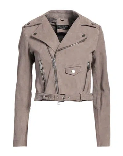 Street Leathers Woman Jacket Taupe Size S Leather In Grey