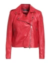Street Leathers Woman Jacket Red Size Xl Polyurethane, Viscose In Red