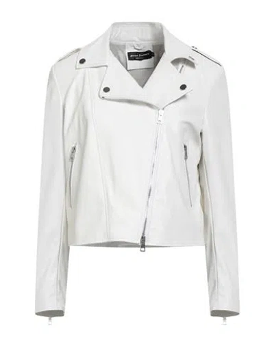 Street Leathers Woman Jacket White Size L Polyurethane, Viscose