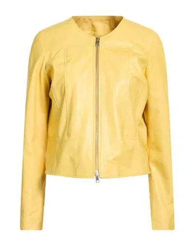 Street Leathers Woman Jacket Yellow Size M Leather In Multi