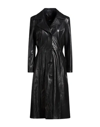 Street Leathers Woman Overcoat & Trench Coat Black Size Xs Leather