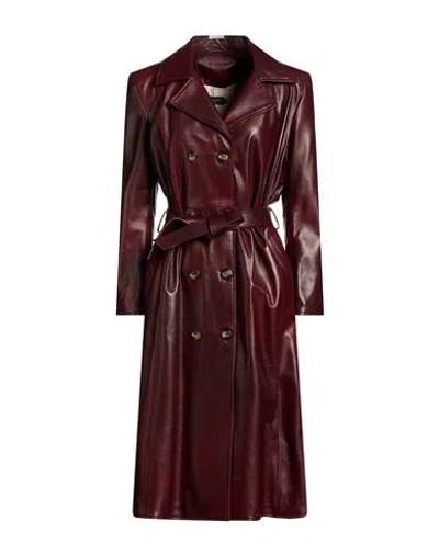 Street Leathers Woman Overcoat & Trench Coat Burgundy Size Xs Leather In Red