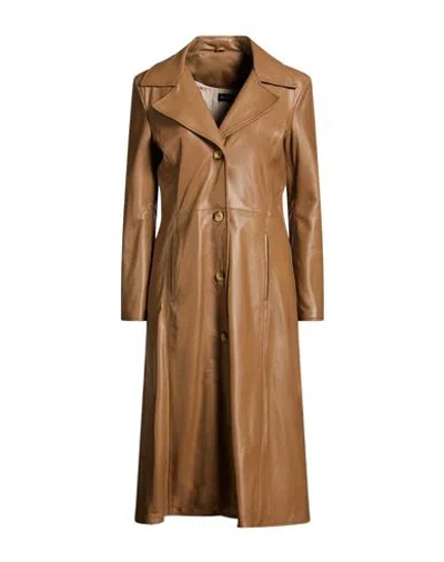 Street Leathers Woman Overcoat & Trench Coat Camel Size Xs Leather In Beige