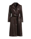 Street Leathers Woman Overcoat & Trench Coat Chocolate Brown Size Xl Leather In Brown