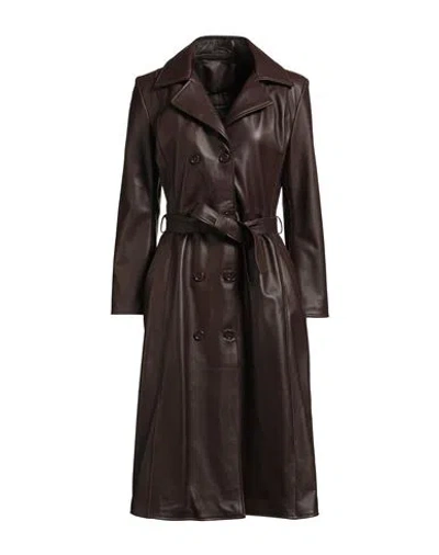 Street Leathers Woman Overcoat & Trench Coat Chocolate Brown Size Xl Leather