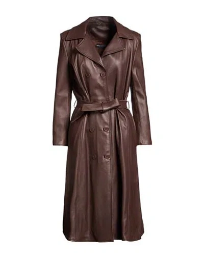 Street Leathers Woman Overcoat & Trench Coat Chocolate Brown Size Xl Leather