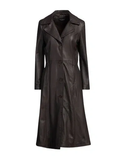 Street Leathers Woman Overcoat & Trench Coat Chocolate Brown Size L Soft Leather