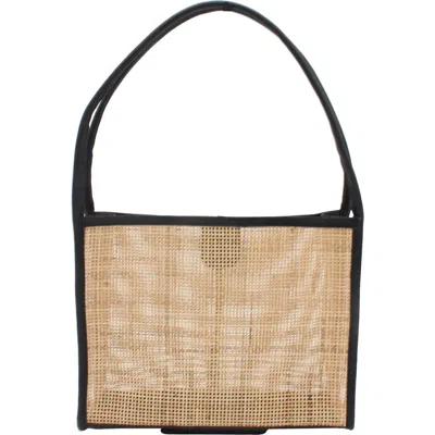 Street Level Gatra Rattan Woven Shoulder Bag In Black