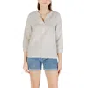 Street One Beige Linen Blouse In Gray