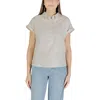 Street One Bicolor Linen Blouse In Gray