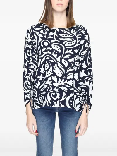 Street One Floral-print Blouse In Blue