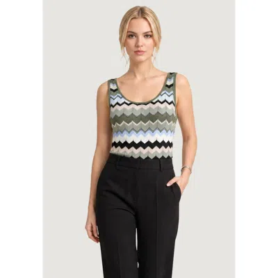 Street One Green Marabou Tank Tops In Multi