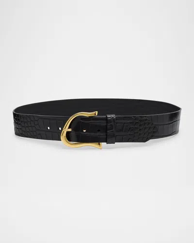 Streets Ahead Cil Croc-embossed Leather Waist Belt In Black
