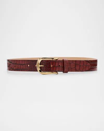 Streets Ahead Croc-embossed Leather Belt In Brown