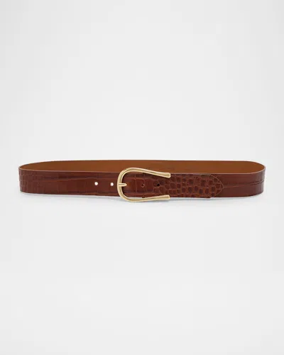 Streets Ahead Croc-embossed Leather Belt In Red
