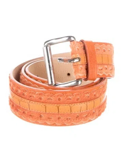 Pre-owned Streets Ahead Fur Waist Belt In Orange