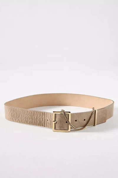 Streets Ahead Gold Chain Leather Belt In Beige