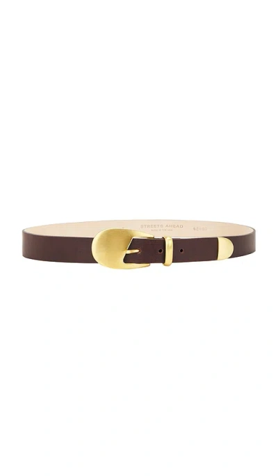 Streets Ahead Gold Finish Belt In Brown