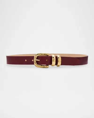 Streets Ahead Gold-tone Buckle Leather Belt In Brown