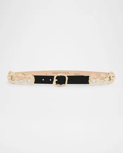 Streets Ahead Interlocking Ring Leather Belt In Neutral