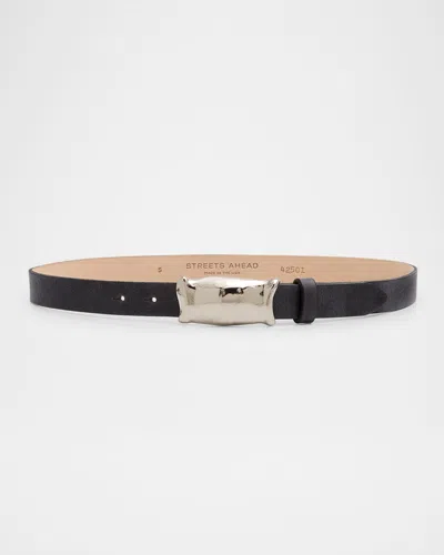 Streets Ahead Leather Belt In Black