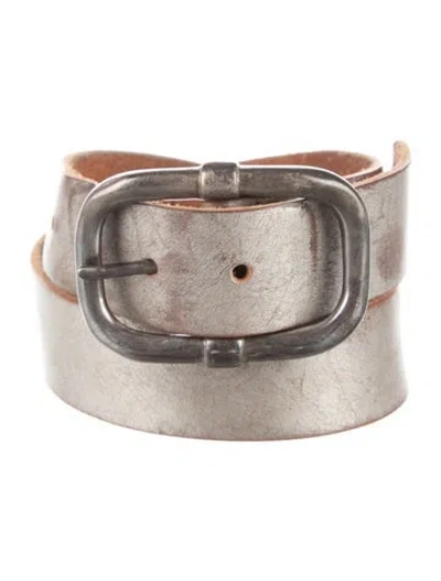 Pre-owned Streets Ahead Leather Belt In Silver