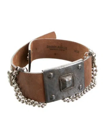 Pre-owned Streets Ahead Leather Chain-link Belt In Brown