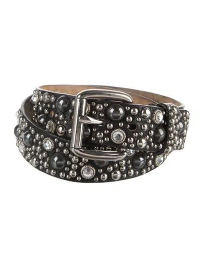 Pre-owned Streets Ahead Leather Studded Accents Belt In Black