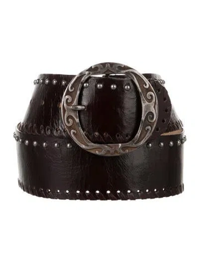 Pre-owned Streets Ahead Leather Studded Accents Belt In Brown