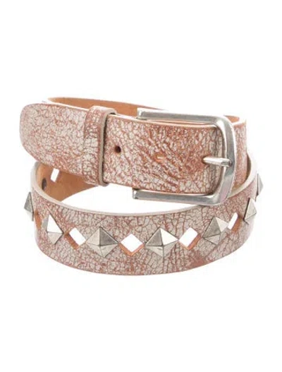 Pre-owned Streets Ahead Leather Studded Accents Belt In Brown