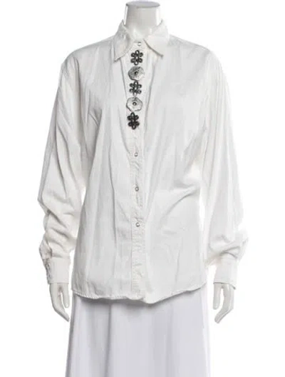 Pre-owned Streets Ahead Long Sleeve Button-up Top In White