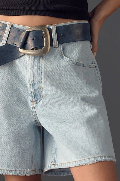 Streets Ahead Low-slung Italian Leather Belt In Blue