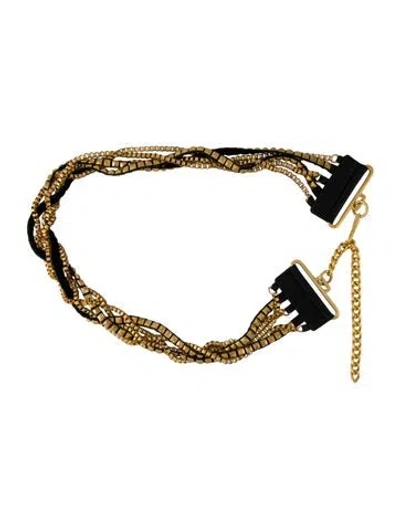 Pre-owned Streets Ahead Metal Chain-link Accents Chain-link Belt In Black