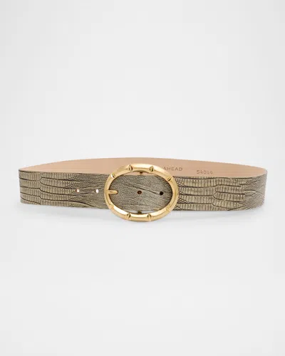 Streets Ahead Orla Croc-embossed Leather Belt In Gold