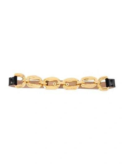 Pre-owned Streets Ahead Patent Leather Chain-link Accents Chain-link Belt In Black